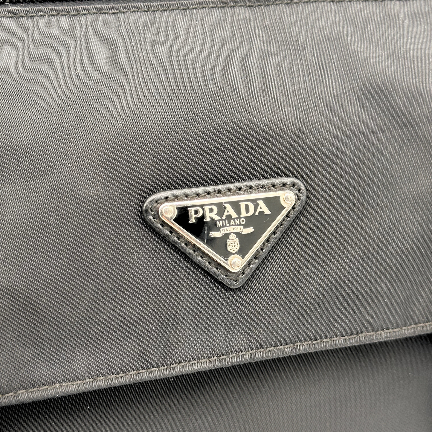 Prada Double Buckle Flap Messenger Bag Tessuto Black