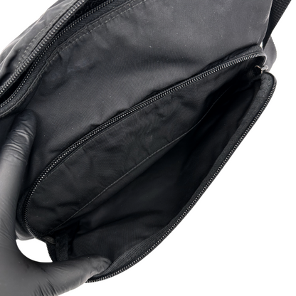 Prada Double Buckle Flap Messenger Bag Tessuto Black