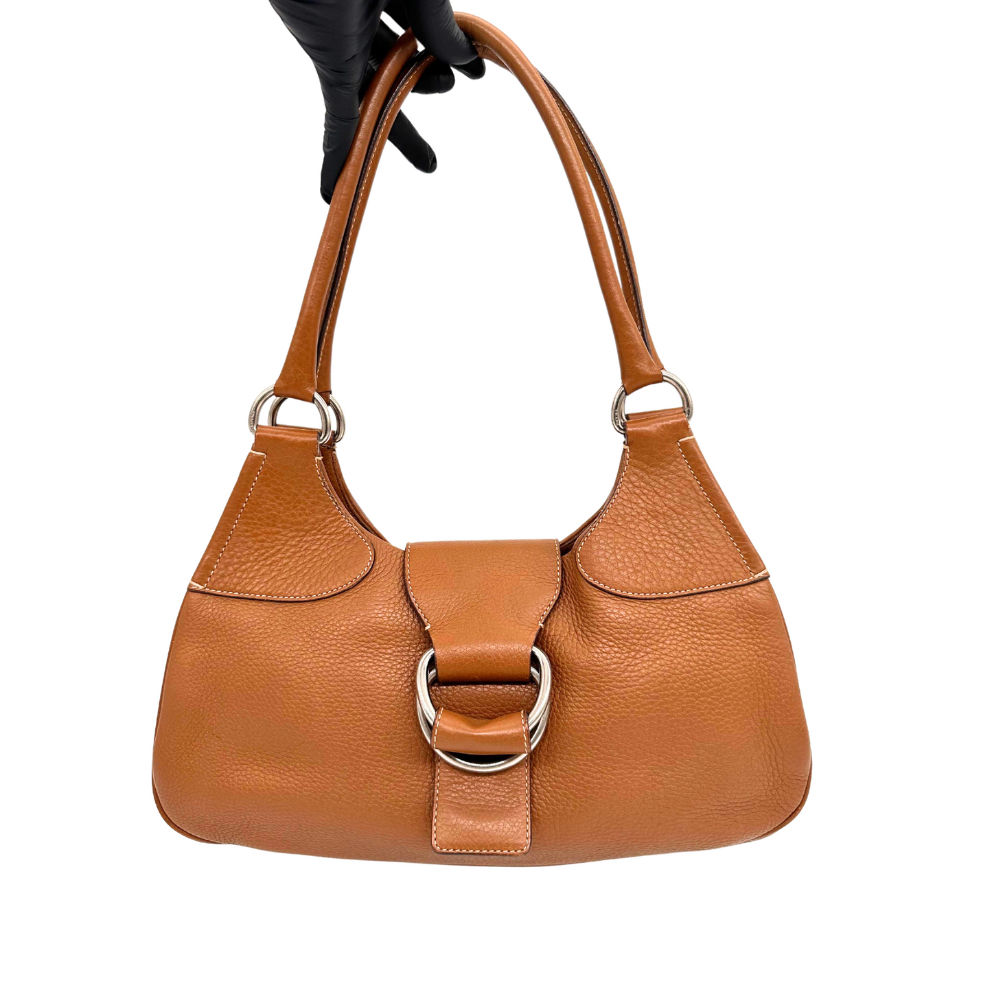 Prada Cognac Brown Leather Moon Bag