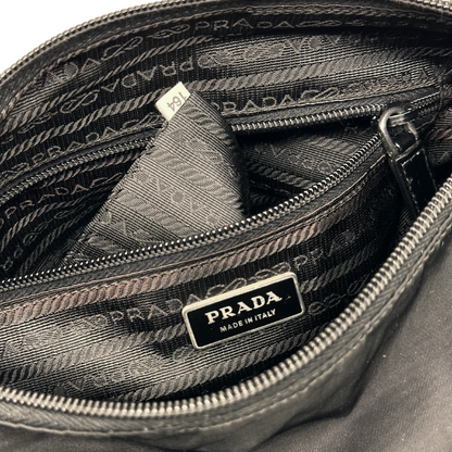 Prada Double Buckle Flap Messenger Bag Tessuto Black